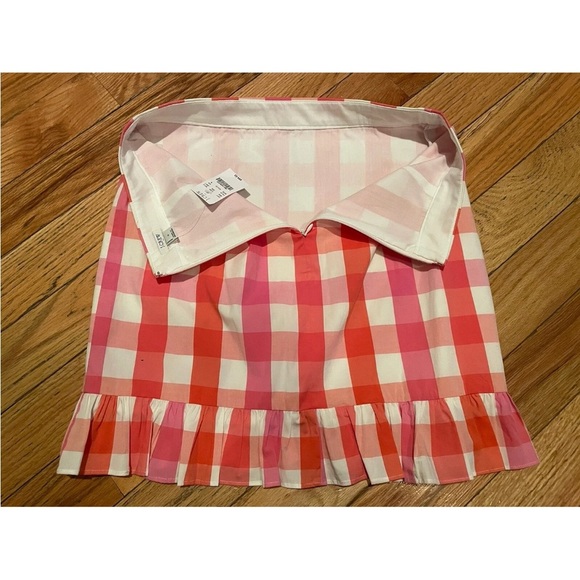 J Crew Womens Size 6 Pink Plaid Ruffles Gingham Pattern Pencil Skirt Casual NWT - Picture 5 of 12